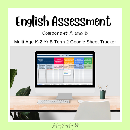 Multi Age K-2 Year B NSW Term 2 English Assessment Overview Google Sheet