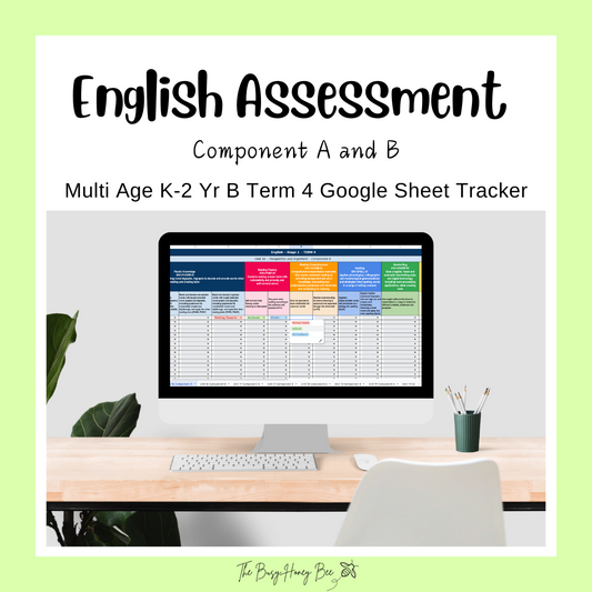 Multi Age K-2 Year B NSW Term 4 English Assessment Overview Google Sheet