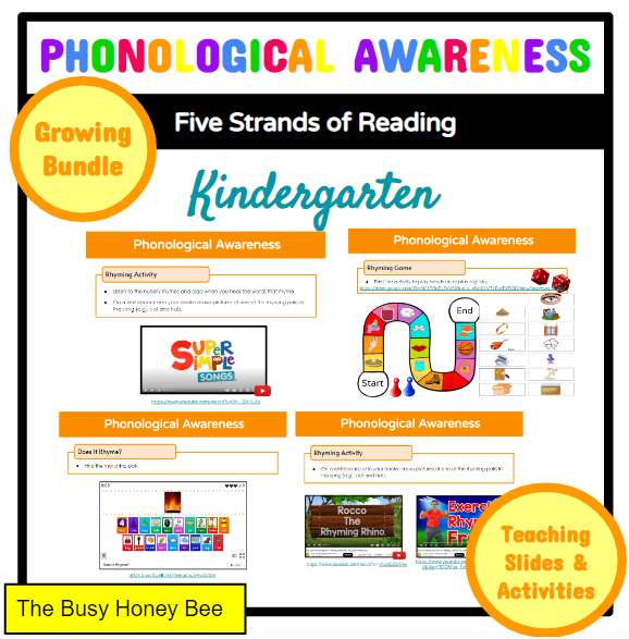 Kindergarten Phonological Awareness Teaching Slides and Activities