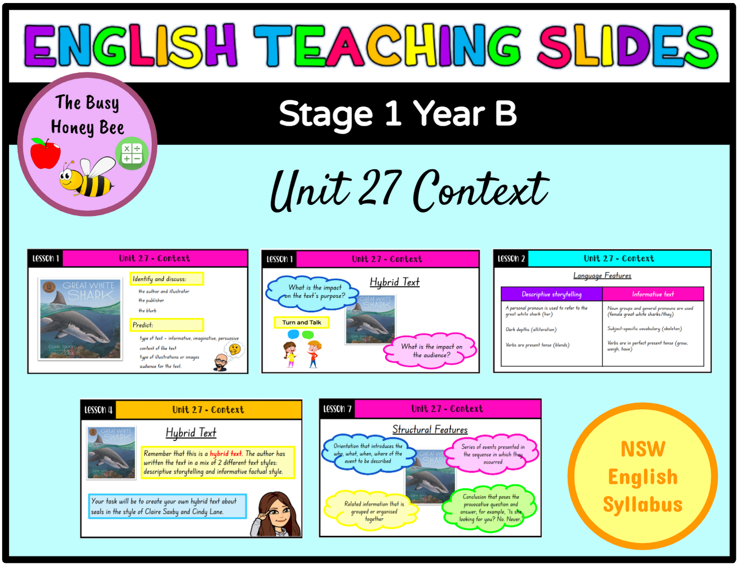 Stage 1 Year B Term 2 English Teaching Slides Mega Bundle