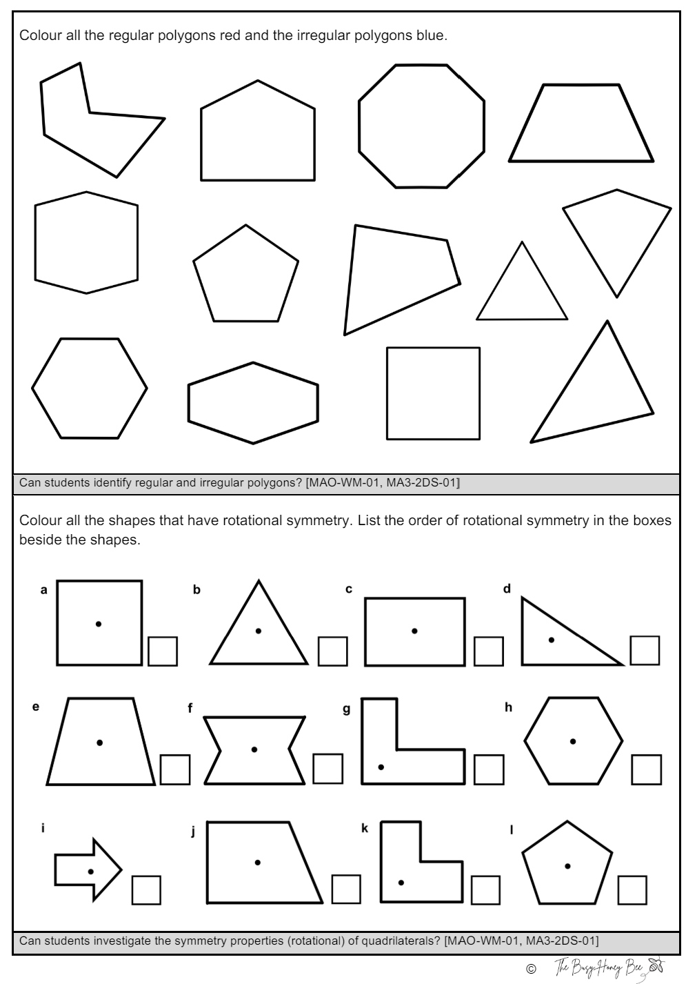 Stage 3 Year A Differentiated Maths Assessment Unit 12 – The Busy Honey Bee