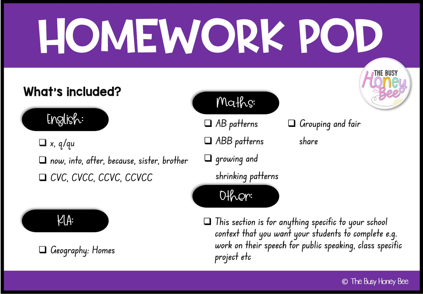 Early Stage 1 Homework/Learning Pod 13