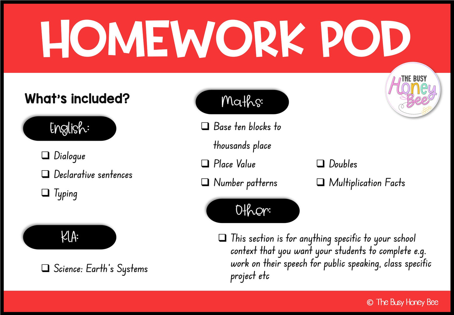 Stage 2 Year A Homework/Learning Pod 1