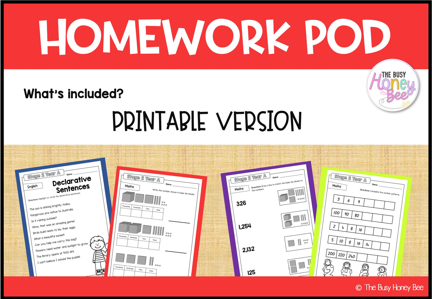 Stage 2 Year A Homework/Learning Pods Term 1 Mega Bundle