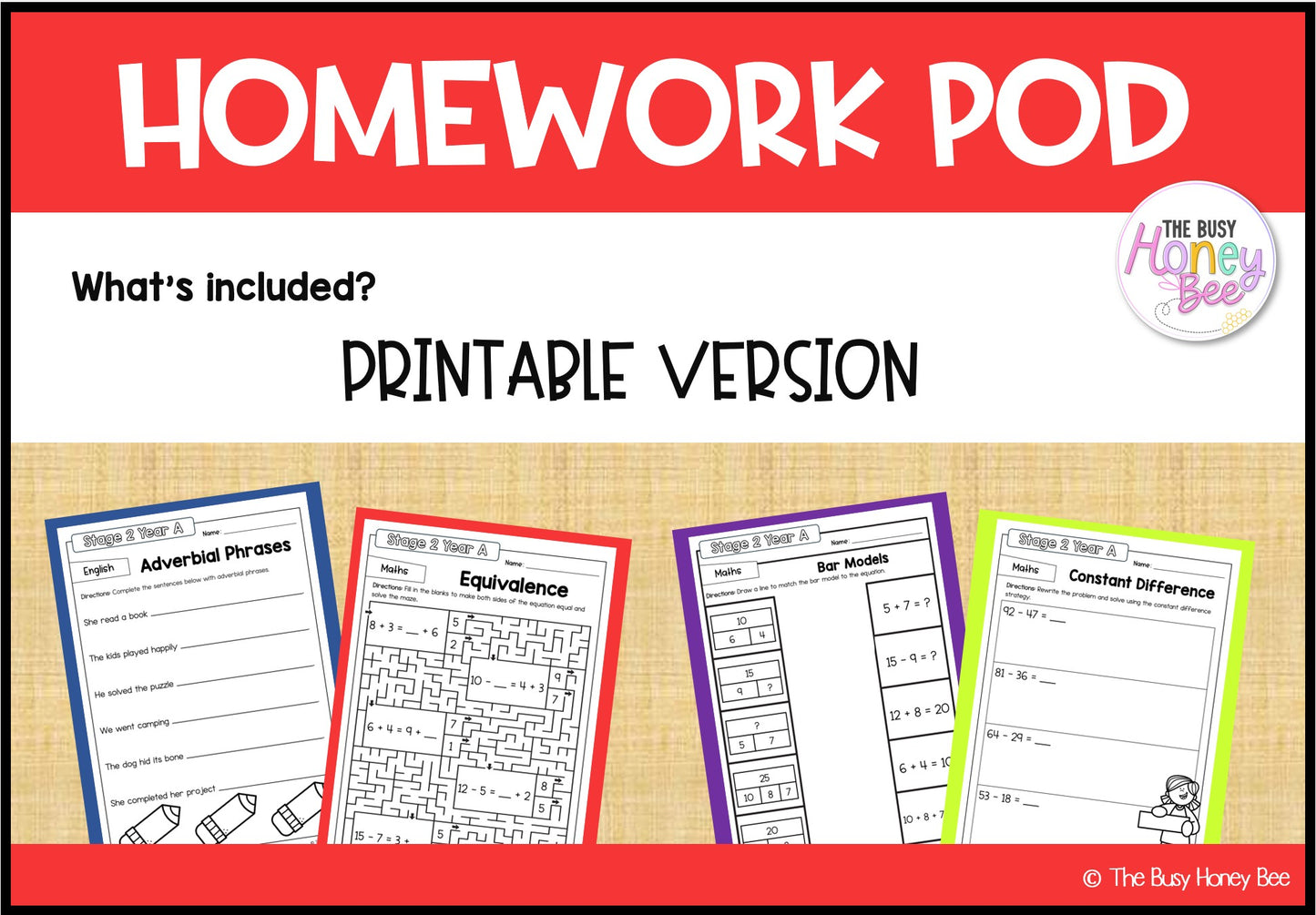 Stage 2 Year A Homework/Learning Pods Term 1 Mega Bundle