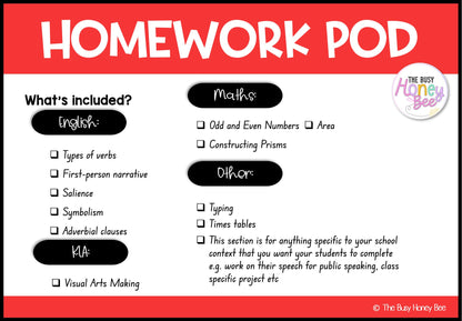 Stage 2 Year A Homework/Learning Pods Term 4 Mega Bundle