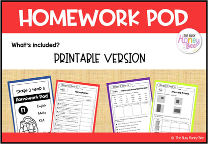 Stage 2 Year A Homework/Learning Pods Term 4 Mega Bundle