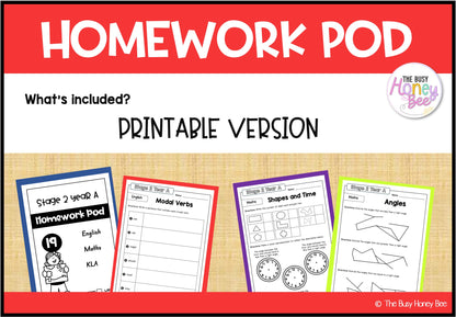Stage 2 Year A Homework/Learning Pods Term 4 Mega Bundle