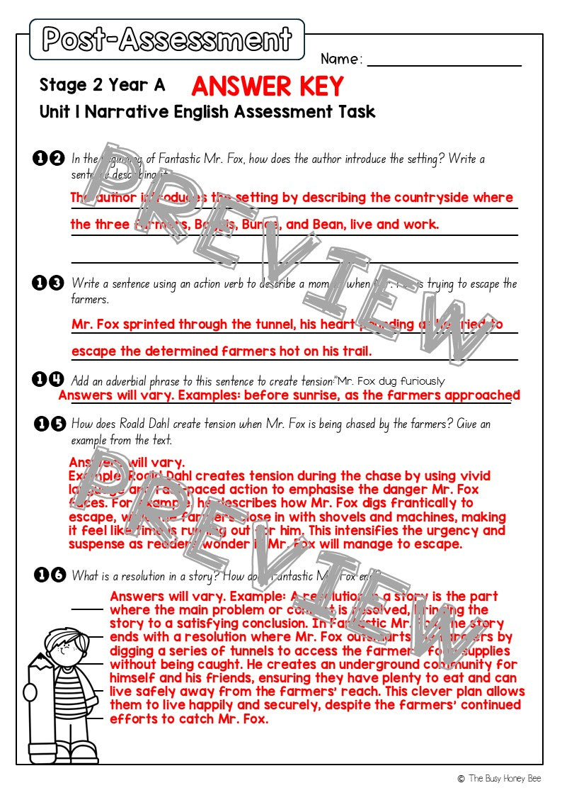 Stage 2 Year A English Pre- and Post-Assessment Unit 1 Narrative