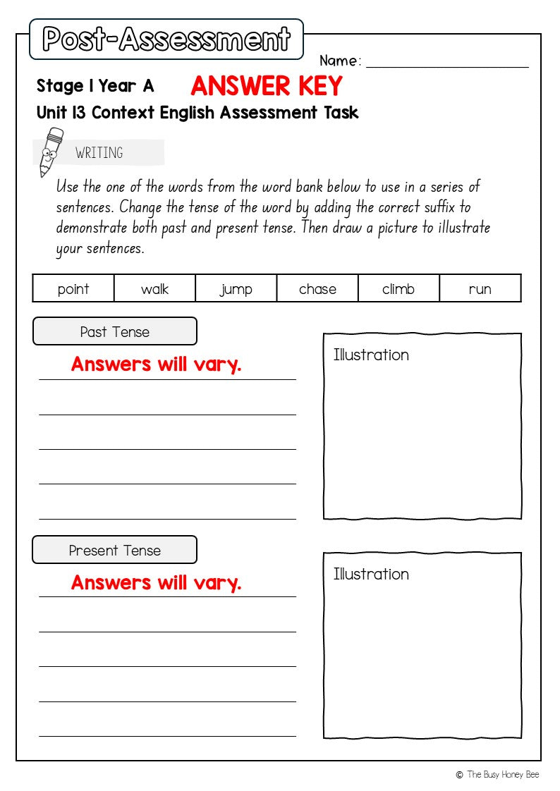 Stage 1 Year A English Pre- and Post-Assessment Unit 13