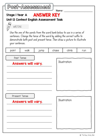 Stage 1 Year A English Pre- and Post-Assessment Unit 13