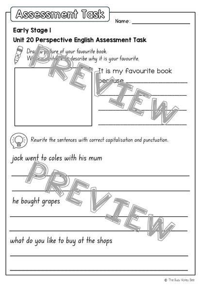 Early Stage 1 English Assessment Unit 20 Perspective