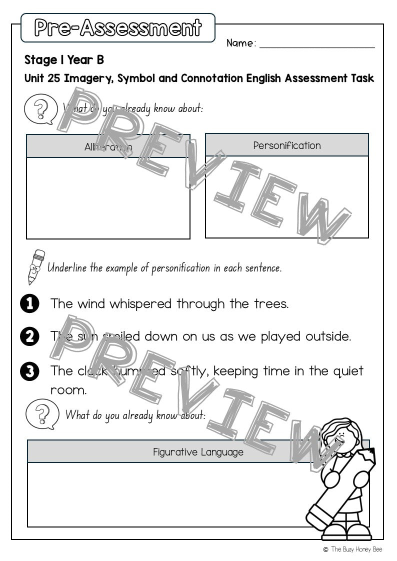 Stage 1 Year B English Pre- and Post-Assessment Unit 25