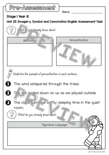 Stage 1 Year B English Pre- and Post-Assessment Unit 25