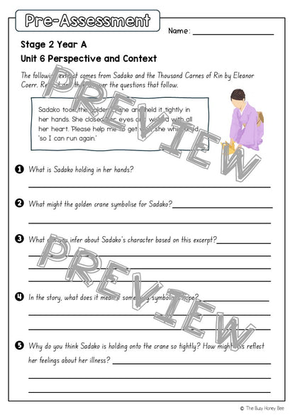 Stage 2 Year A English Pre- and Post-Assessment Unit 6 Perspective and Context