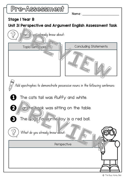 Stage 1 Year B English Pre- and Post-Assessment Unit 31