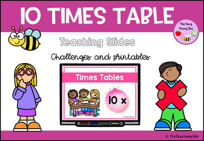 10 Times Table Teaching Slide and Printable Bundle