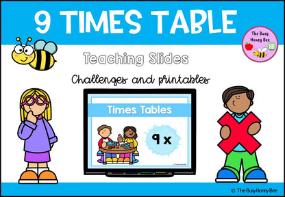 9 Times Table Teaching Slide and Printable Bundle