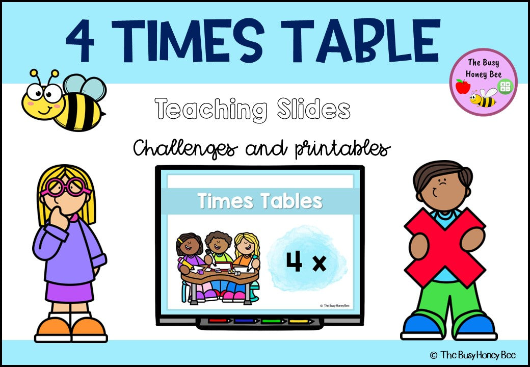 4 Times Table Teaching Slide and Printable Bundle