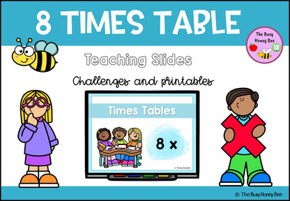 8 Times Table Teaching Slide and Printable Bundle