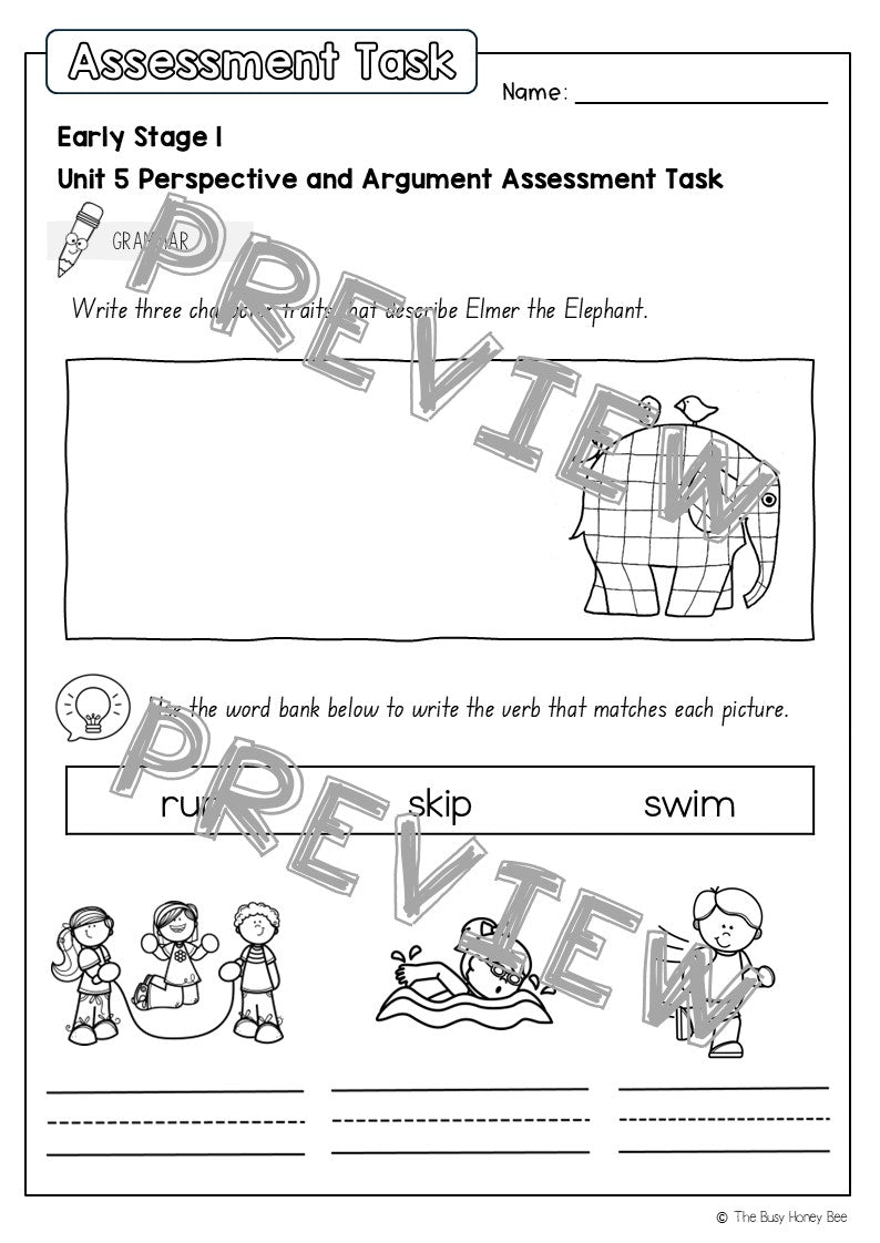 Early Stage 1 English Assessment Unit 5 Perspective and argument