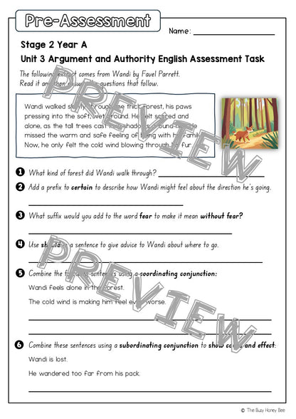 Stage 2 Year A English Pre- and Post-Assessment Unit 3 Argument and Authority