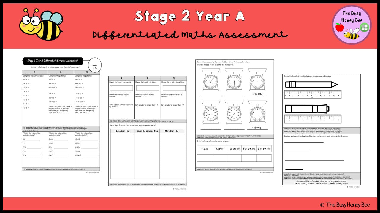 Stage 2 Year A Differentiated Maths Assessment Unit 14