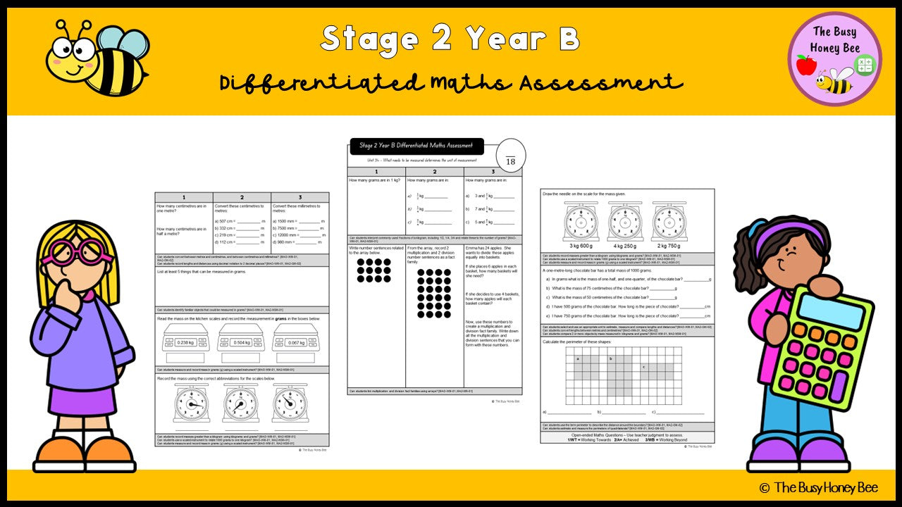 Stage 2 Year B Differentiated Maths Assessment Unit 34