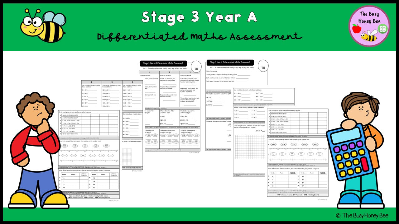 Stage 3 Year A Differentiated Maths Assessment Unit 1