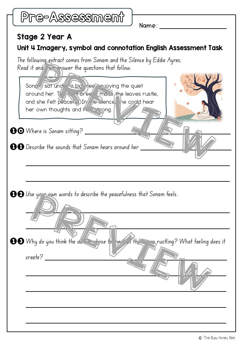 Stage 2 Year A English Pre- and Post-Assessment Unit 4 Imagery, Symbol and Connotation