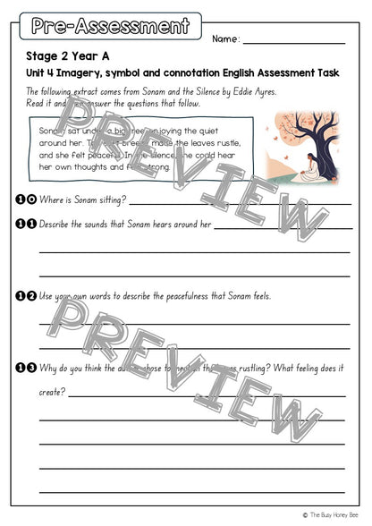 Stage 2 Year A English Pre- and Post-Assessment Unit 4 Imagery, Symbol and Connotation