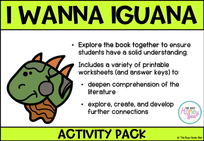 I Wanna Iguana by Karen Kaufman Orloff Activity Pack