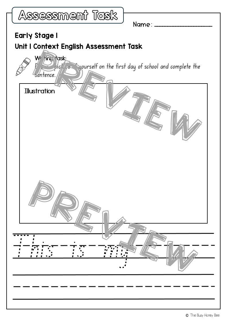 Early Stage 1 English Assessment Unit 1 Context