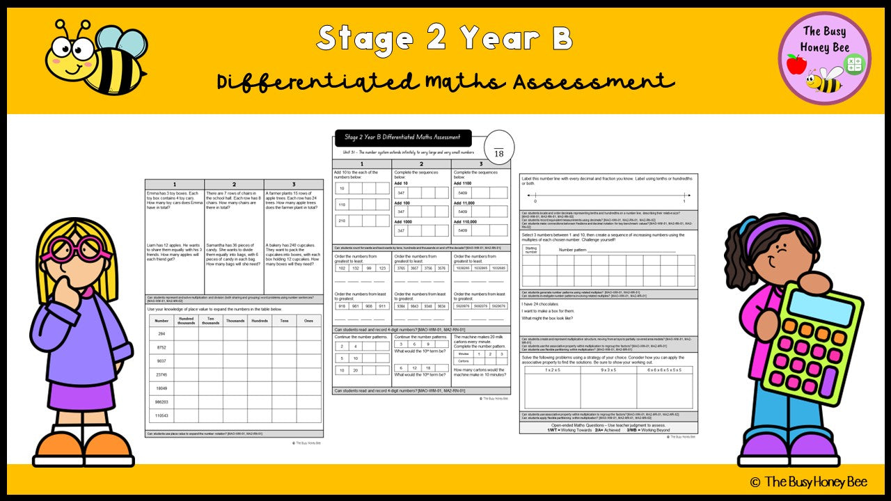 Stage 2 Year B Differentiated Maths Assessment Unit 31 – The Busy Honey Bee