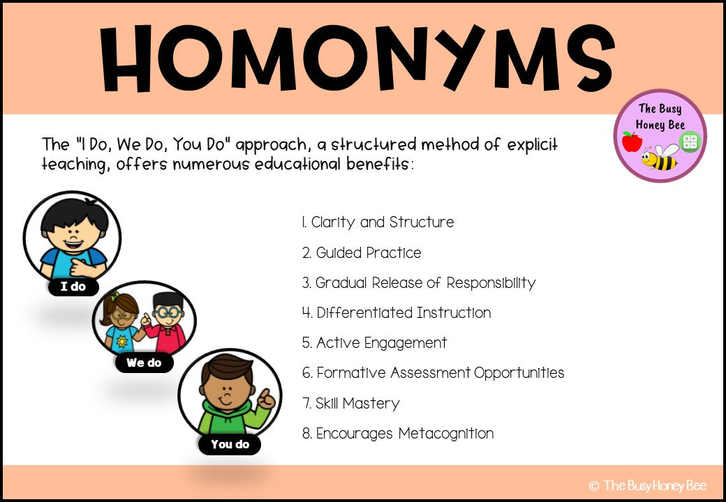 Year 3 and 4 Homonyms Explicit Teaching Bundle