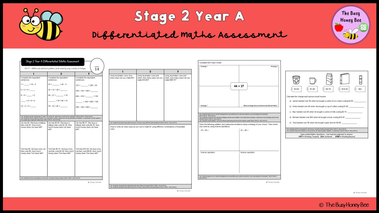 Stage 2 Year A Differentiated Maths Assessment Unit 15