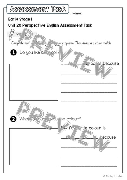 Early Stage 1 English Assessment Unit 20 Perspective