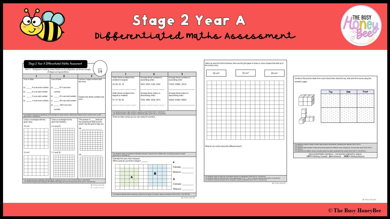 Stage 2 Year A Differentiated Maths Assessment Unit 17