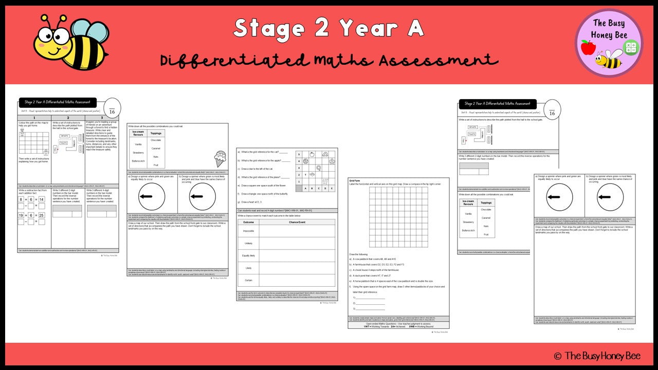 Stage 2 Year A Differentiated Maths Assessment Unit 8