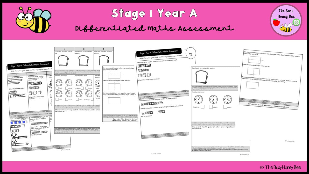 Stage 1 Year A Differentiated Maths Assessment Unit 8