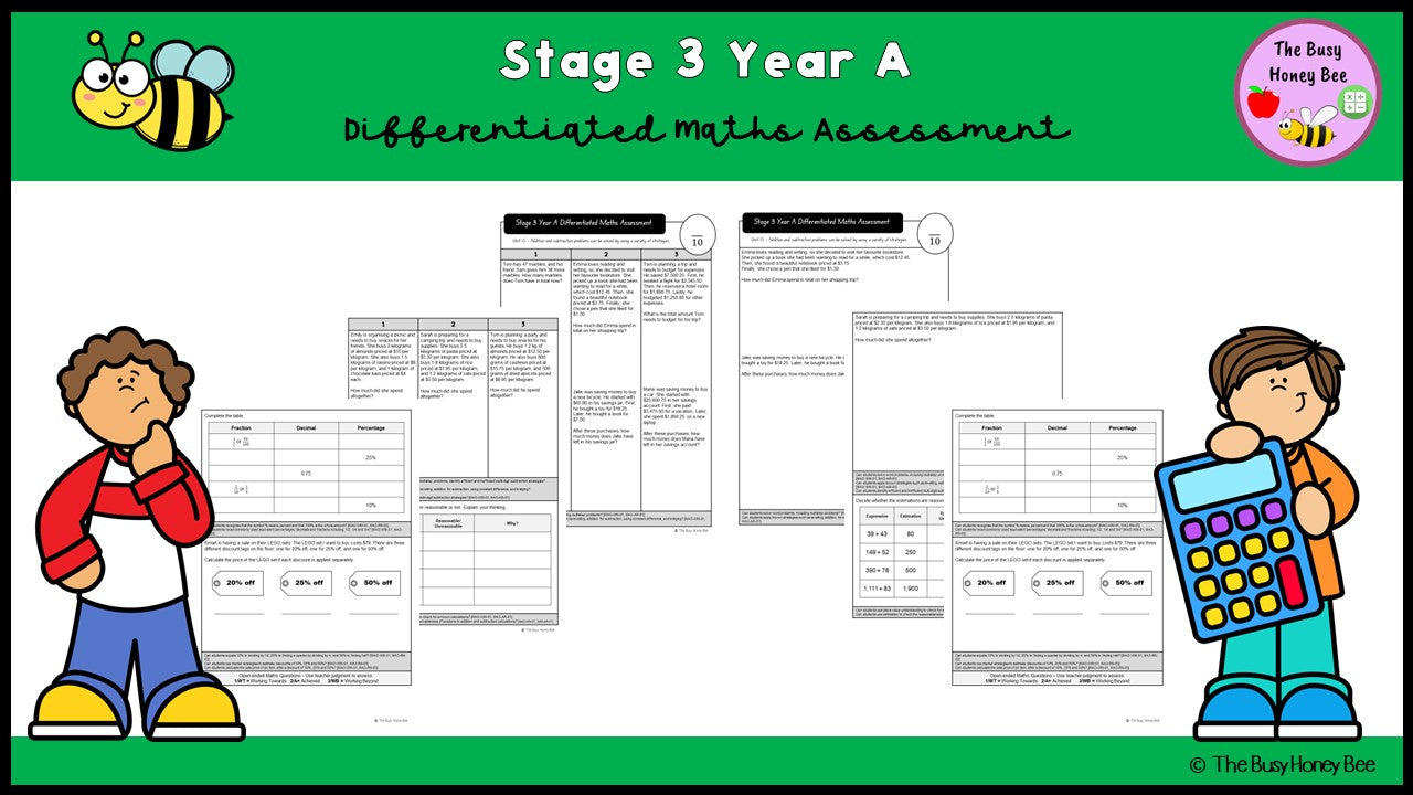 Stage 3 Year A Differentiated Maths Assessment Unit 15