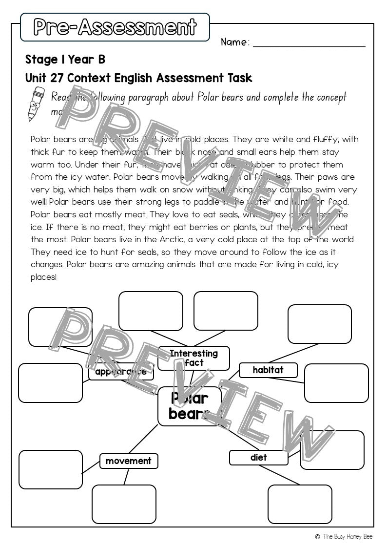 Stage 1 Year B English Pre- and Post-Assessment Unit 27