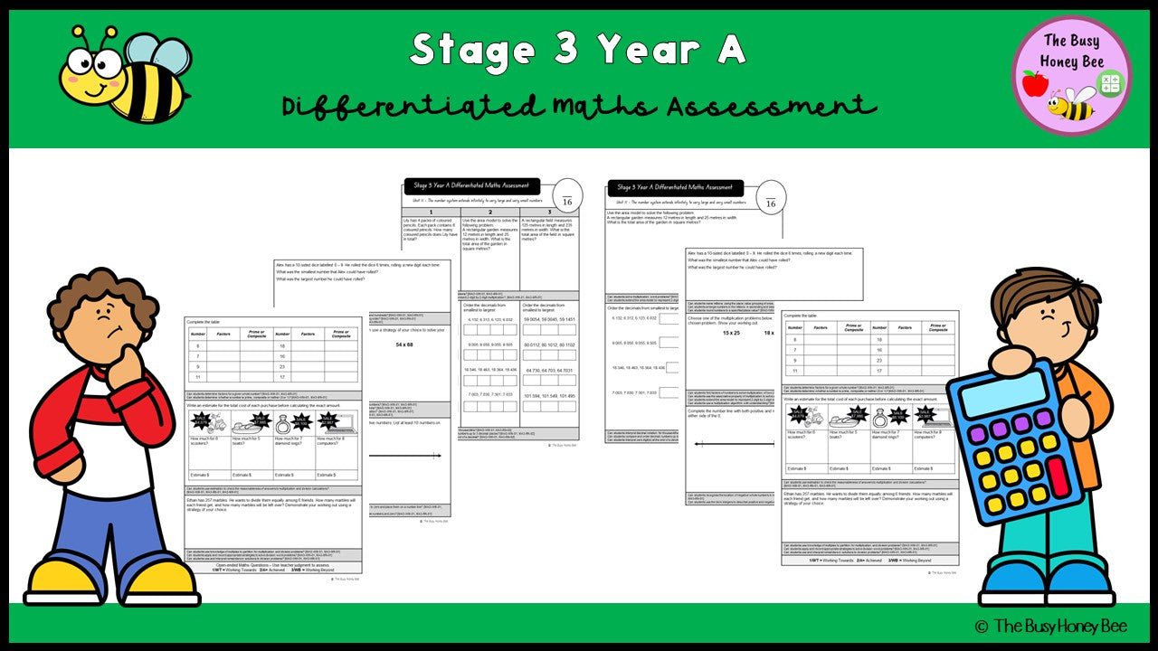 Stage 3 Year A Differentiated Maths Assessment Unit 11