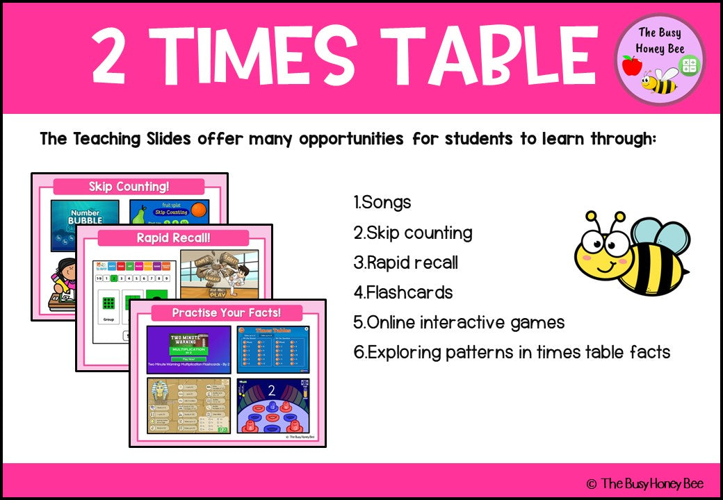 2 Times Table Teaching Slide and Printable Bundle