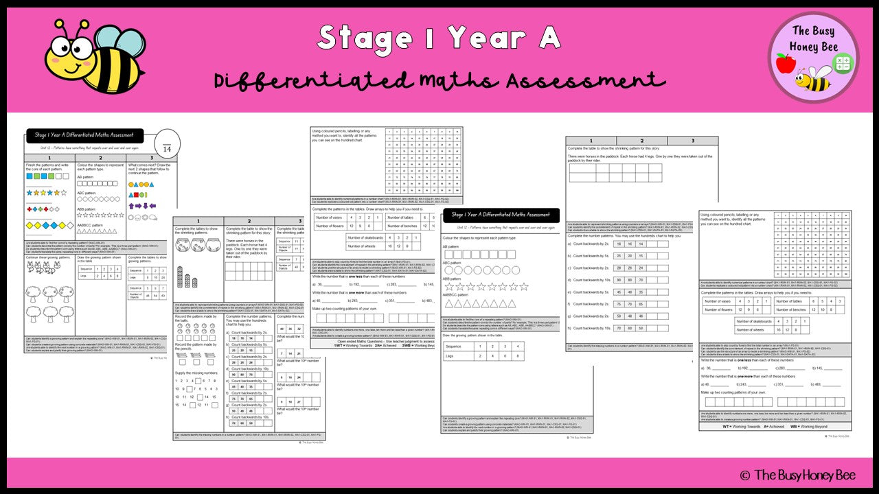 Stage 1 Year A Differentiated Maths Assessment Unit 12