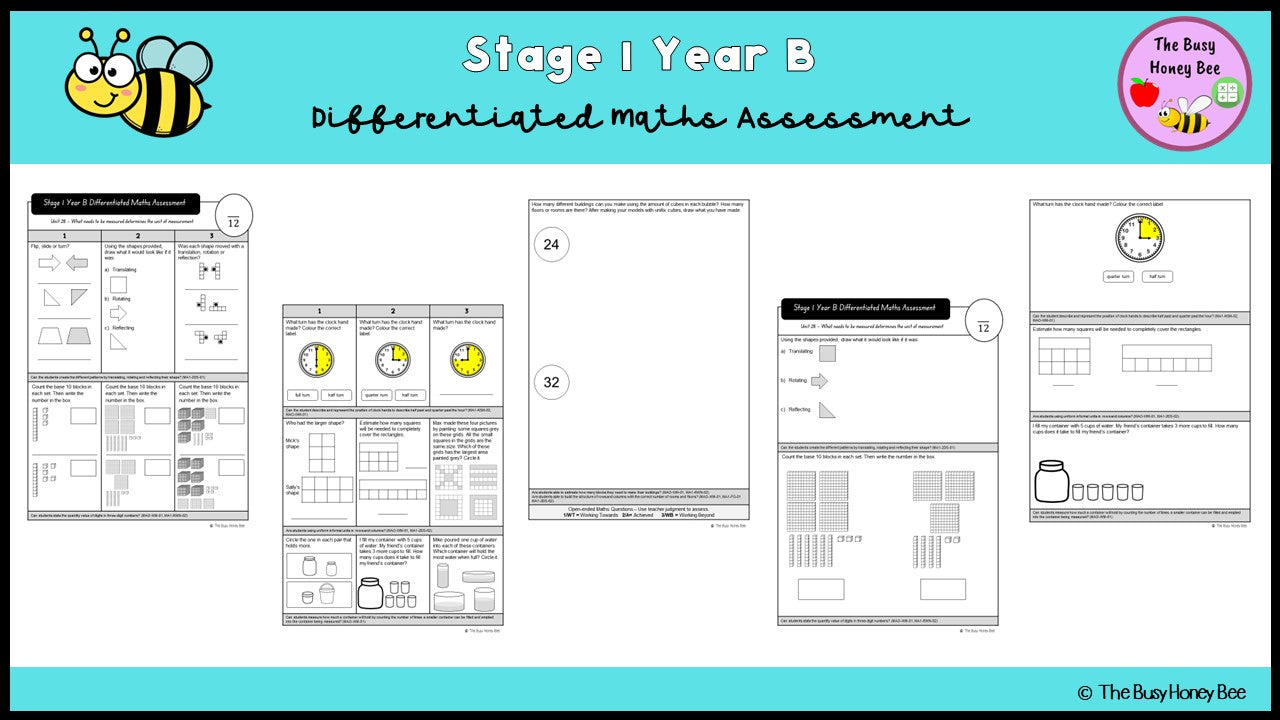 Stage 1 Year B Differentiated Maths Assessment Unit 28