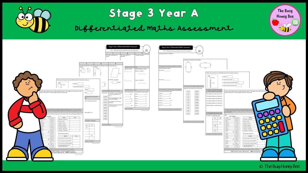 Stage 3 Year A Differentiated Maths Assessment Unit 3