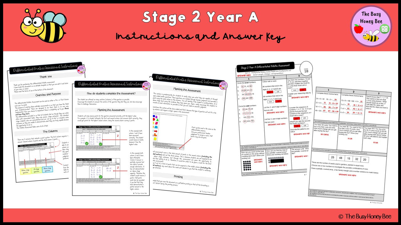 Stage 2 Year A Differentiated Maths Assessment Unit 13