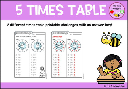 5 Times Table Teaching Slide and Printable Bundle