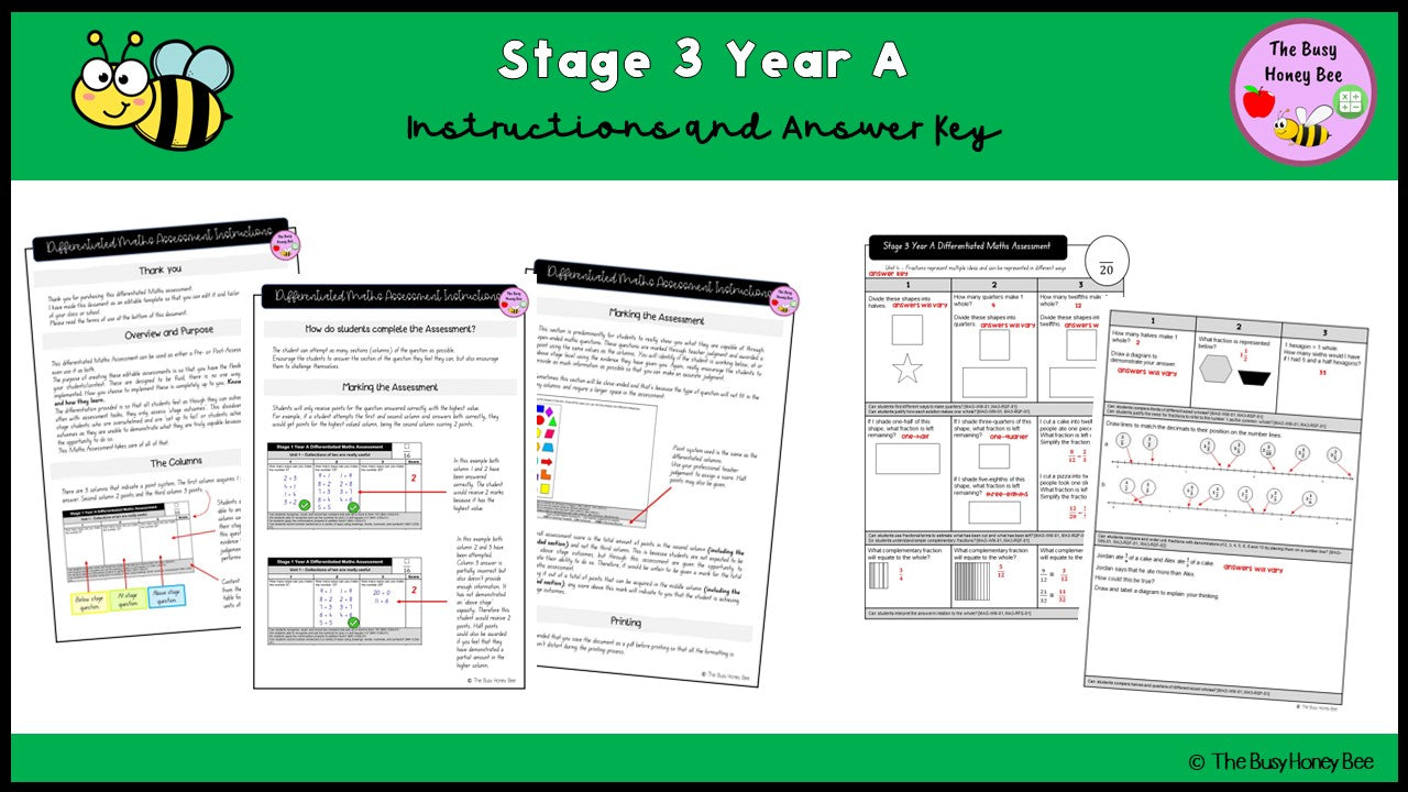 Stage 3 Year A Differentiated Maths Assessment Unit 4